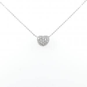 K18WG ハート パヴェ ダイヤモンド ネックレス 0.13CT