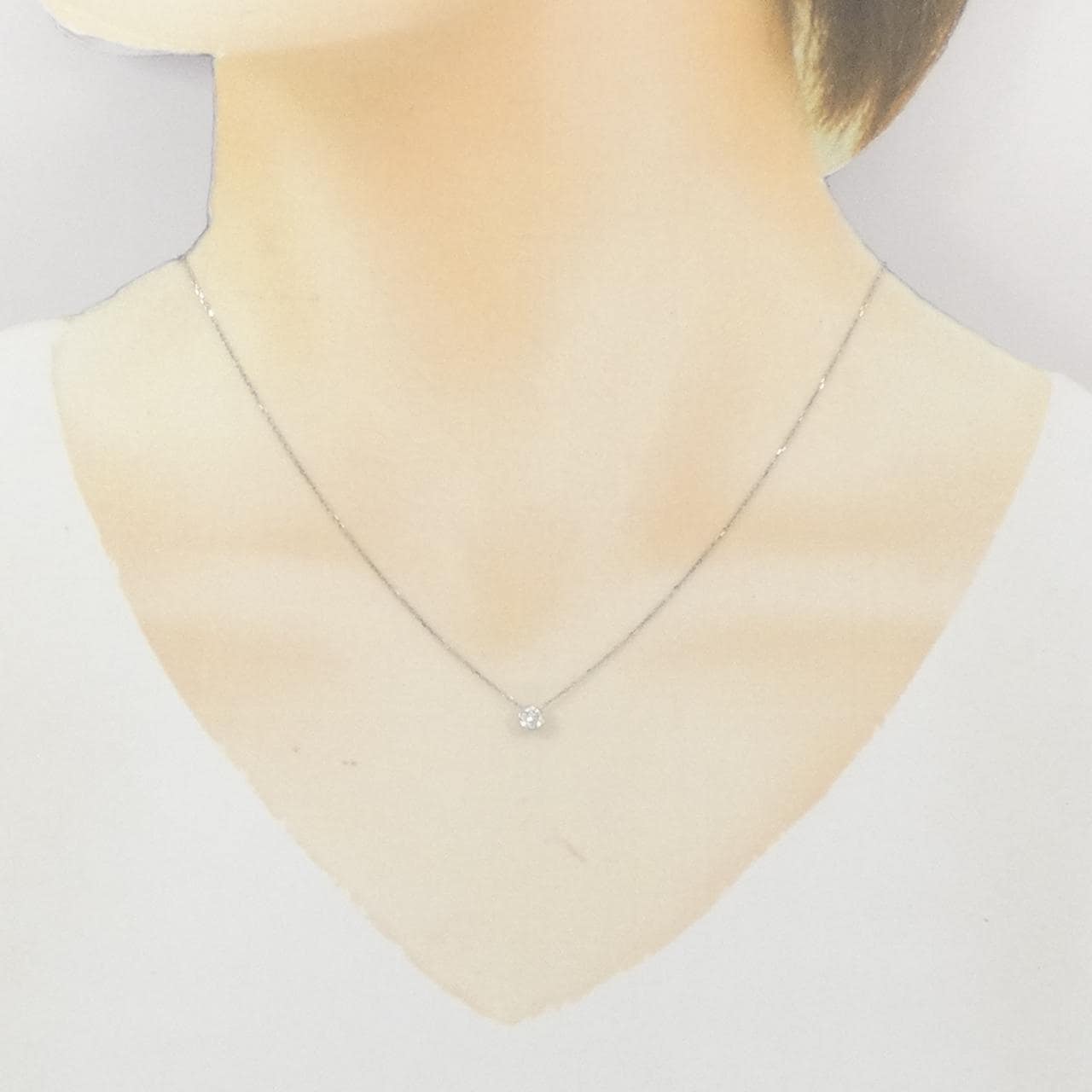 K18WG ソリティア ダイヤモンド ネックレス 0.205CT