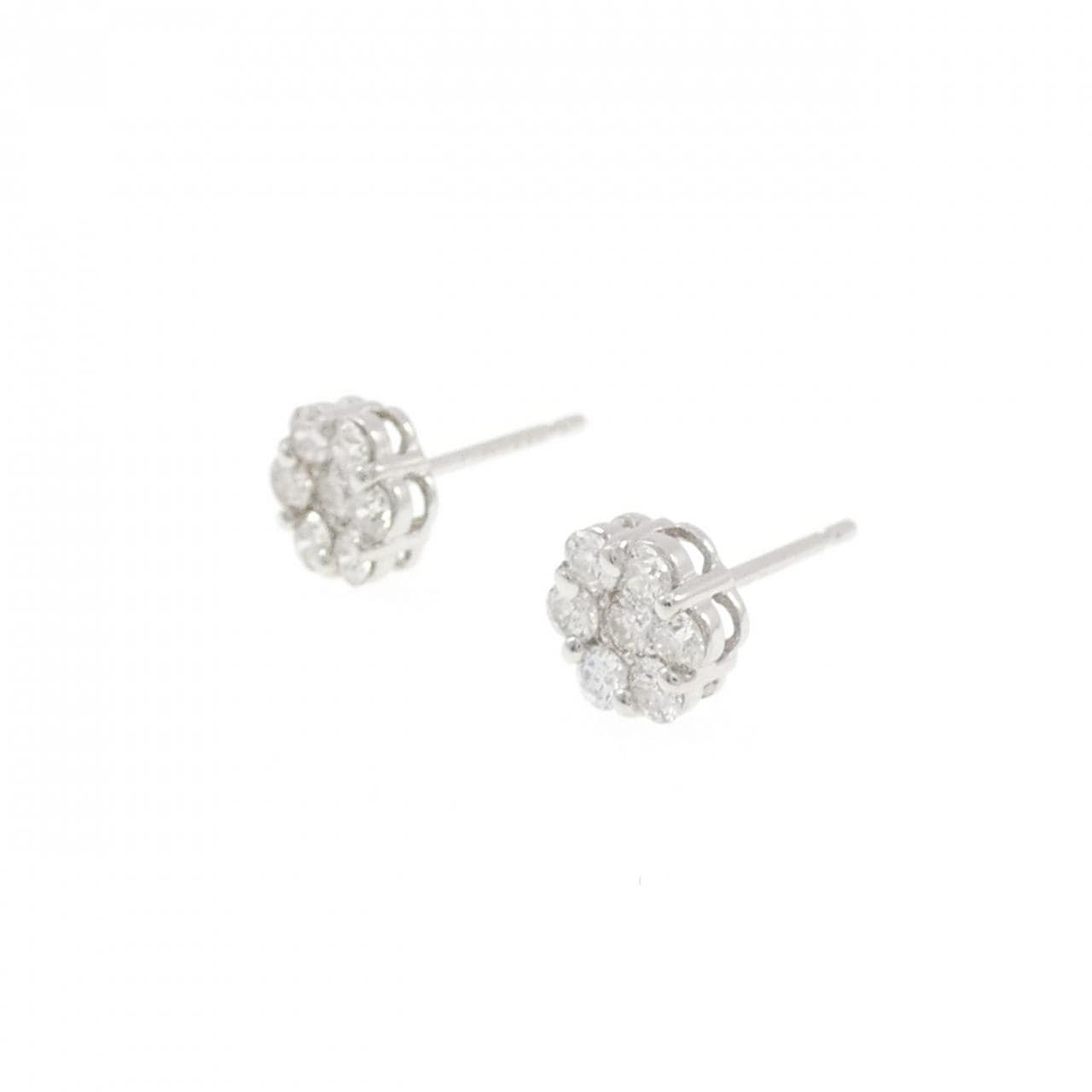 PT900 フラワー ダイヤモンド ピアス 0.40CT