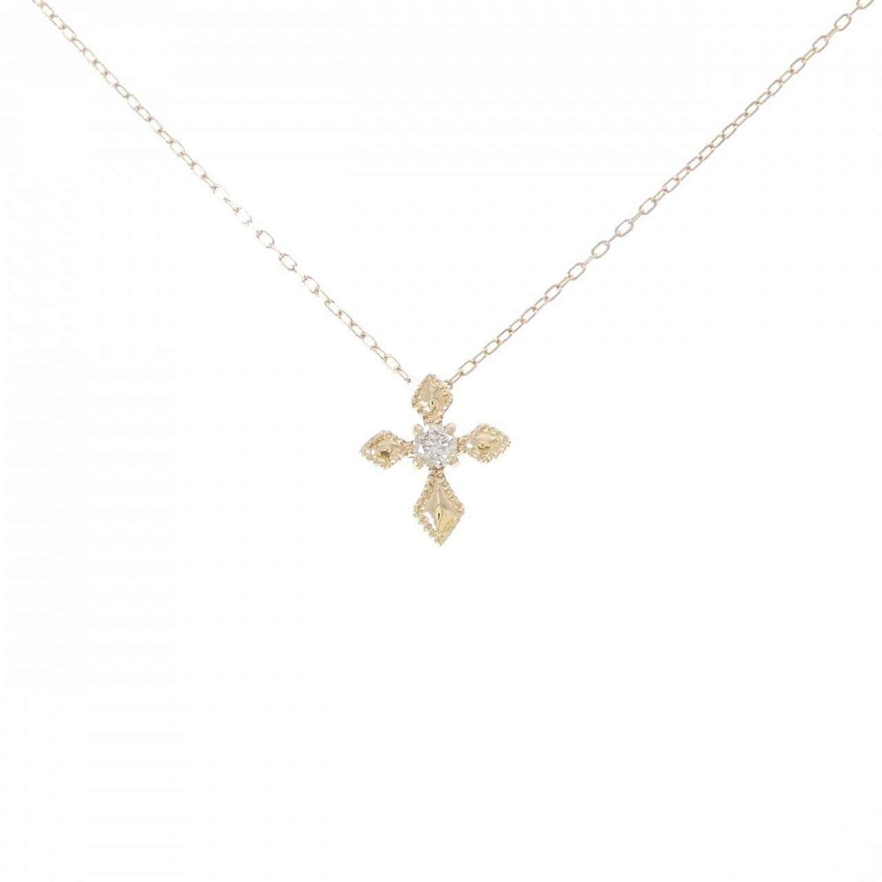 K18YG クロス ダイヤモンド ネックレス 0.07CT