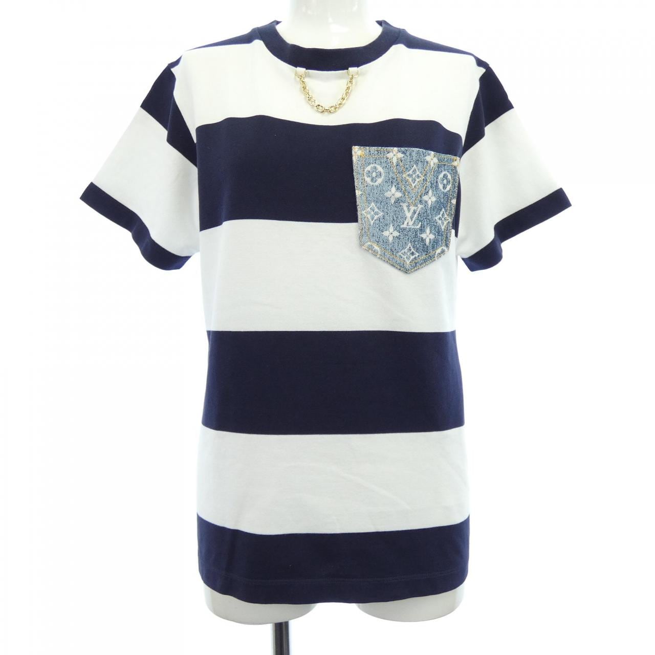 LOUIS VUITTON Striped Monogram Pocket T-Shirt FMTS13LO7
