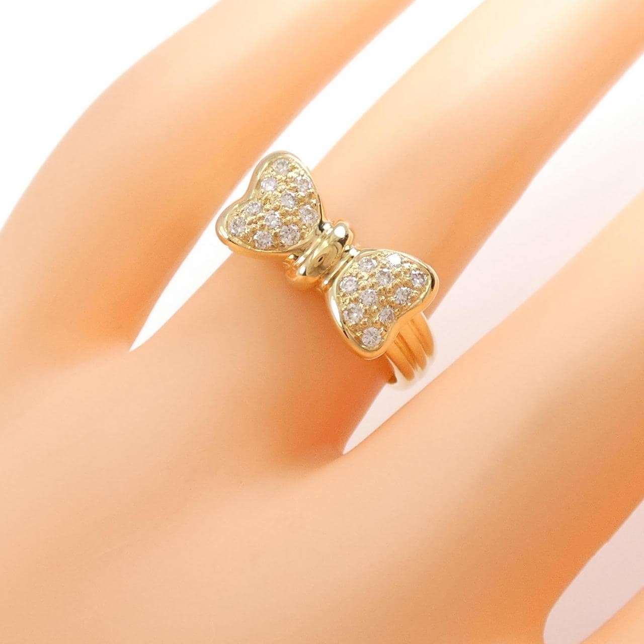 750YG Ribbon Diamond Ring 0.22CT