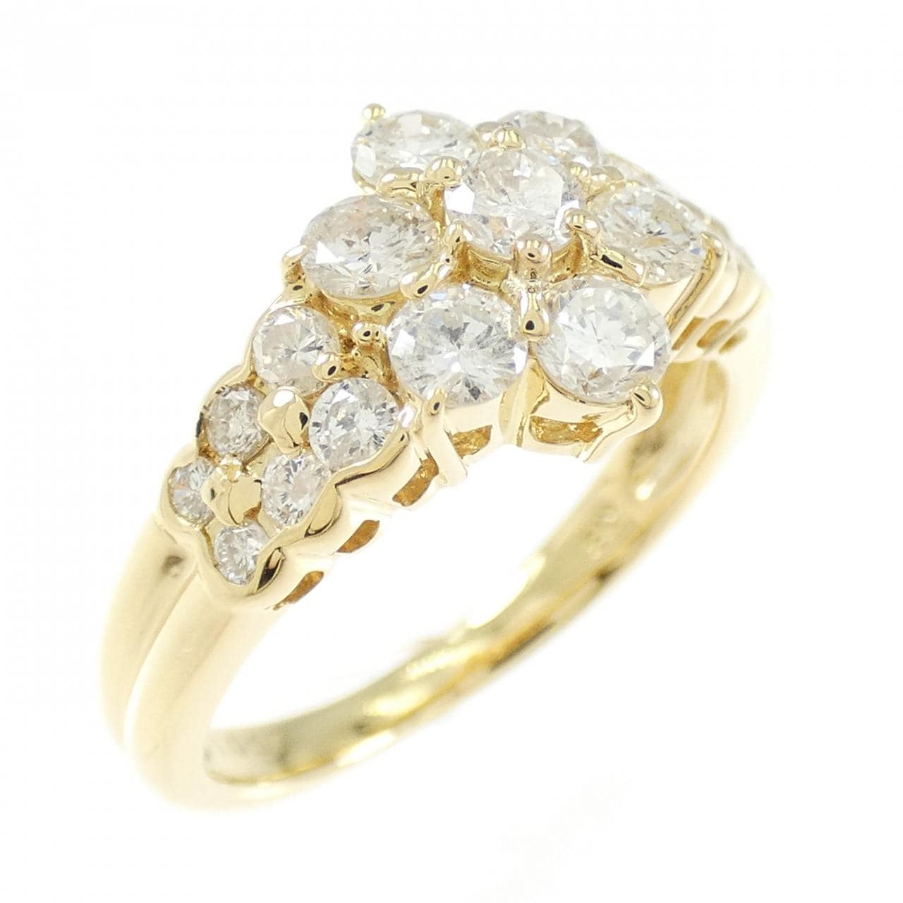 K18YG フラワー ダイヤモンド リング 1.00CT