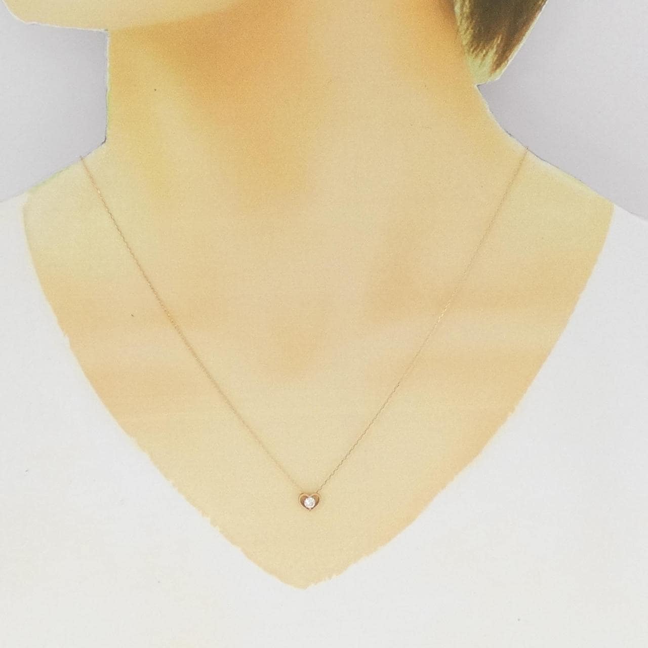 K18PG ハート ダイヤモンド ネックレス 0.10CT