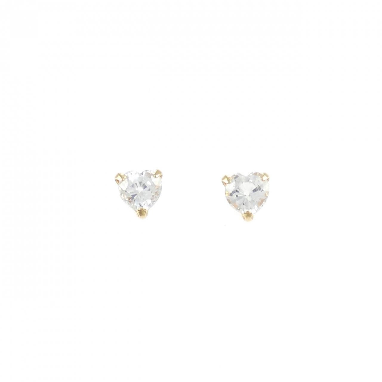 【新品】K18YG ハート ホワイトサファイヤ ピアス 0.60CT