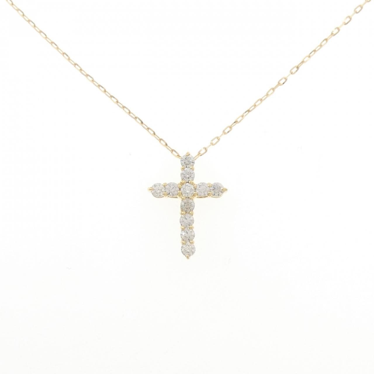 K18YG クロス ダイヤモンド ネックレス 0.50CT