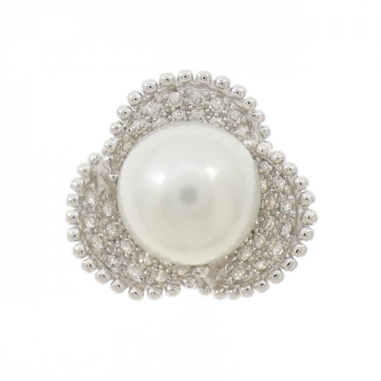 K18WG 白蝶パール リング 11.4mm