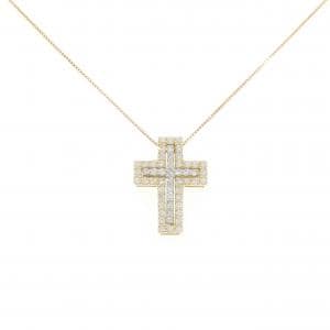 K18YG/K18WG 2WAY クロス ダイヤモンド ネックレス 0.16CT