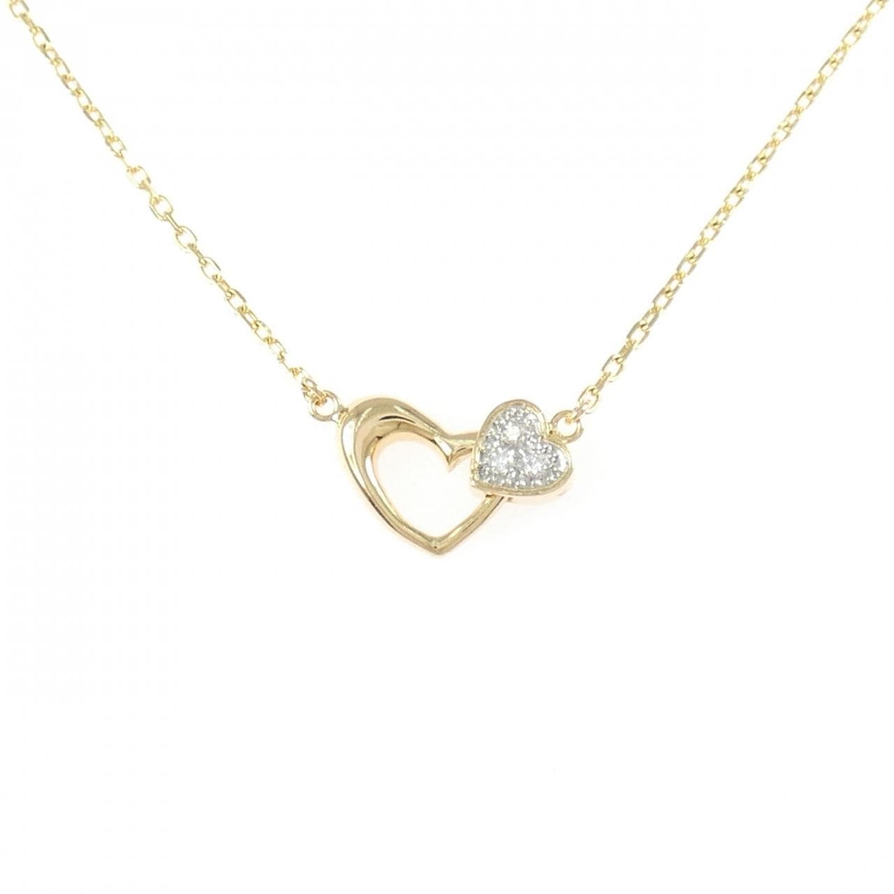 K18YG/PT ハート ダイヤモンド ネックレス 0.03CT