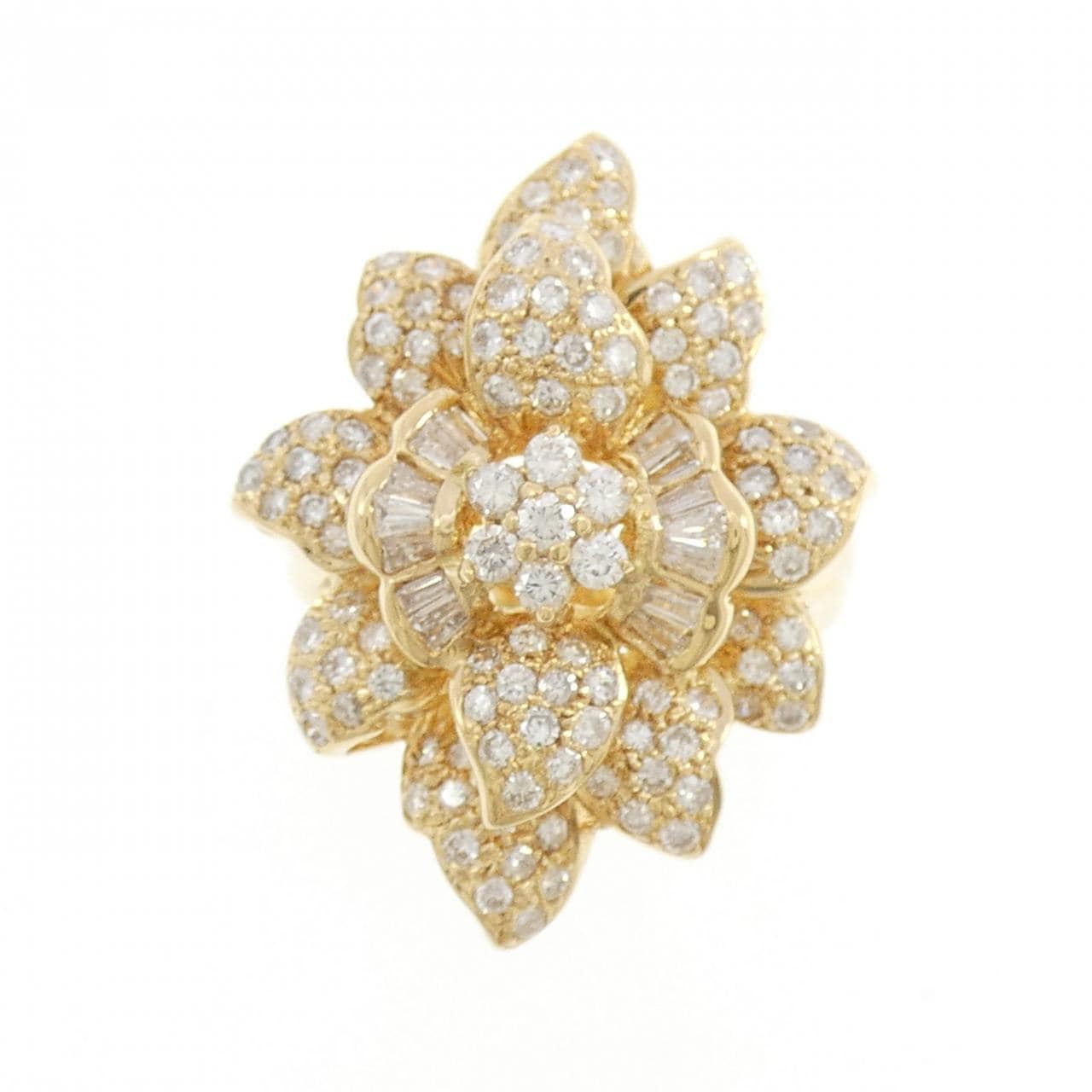 K18YG フラワー ダイヤモンド リング 1.60CT