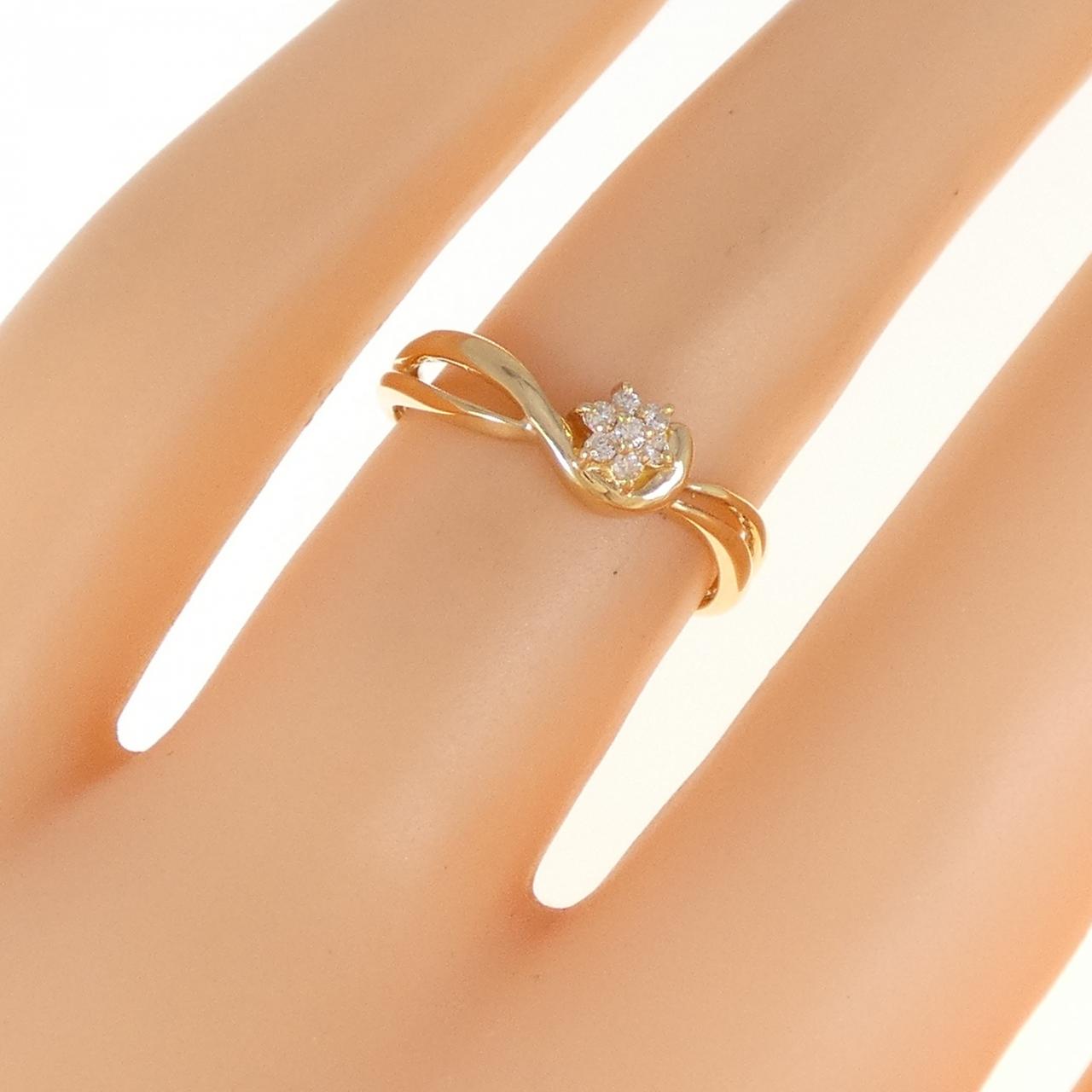 K18YG フラワー ダイヤモンド リング 0.05CT