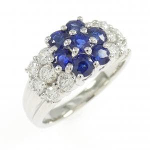 PT900 フラワー サファイヤ リング 1.10CT