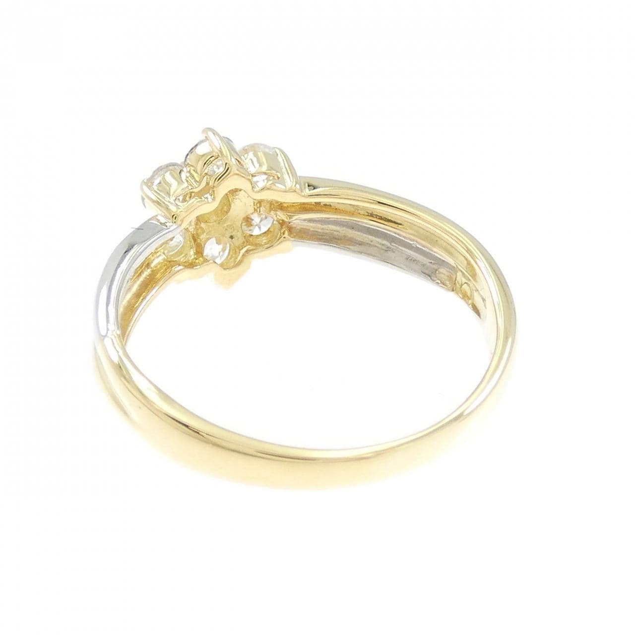 K18YG/PT900 フラワー ダイヤモンド リング 0.53CT