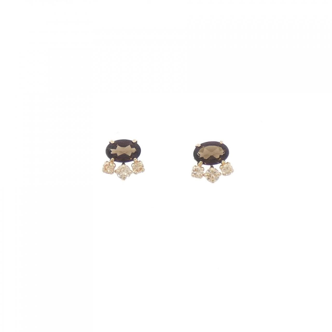 K10YG スモーキークオーツ ピアス