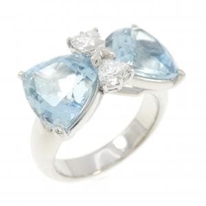 K18WG リボン アクアマリン リング 6.078CT