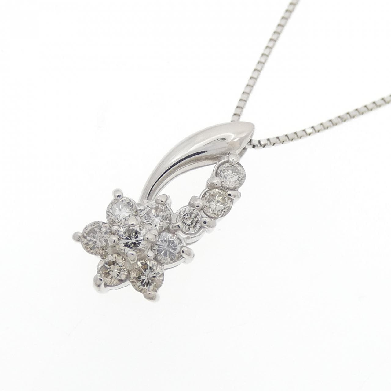 PT900/PT850 フラワー ダイヤモンド ネックレス 0.50CT