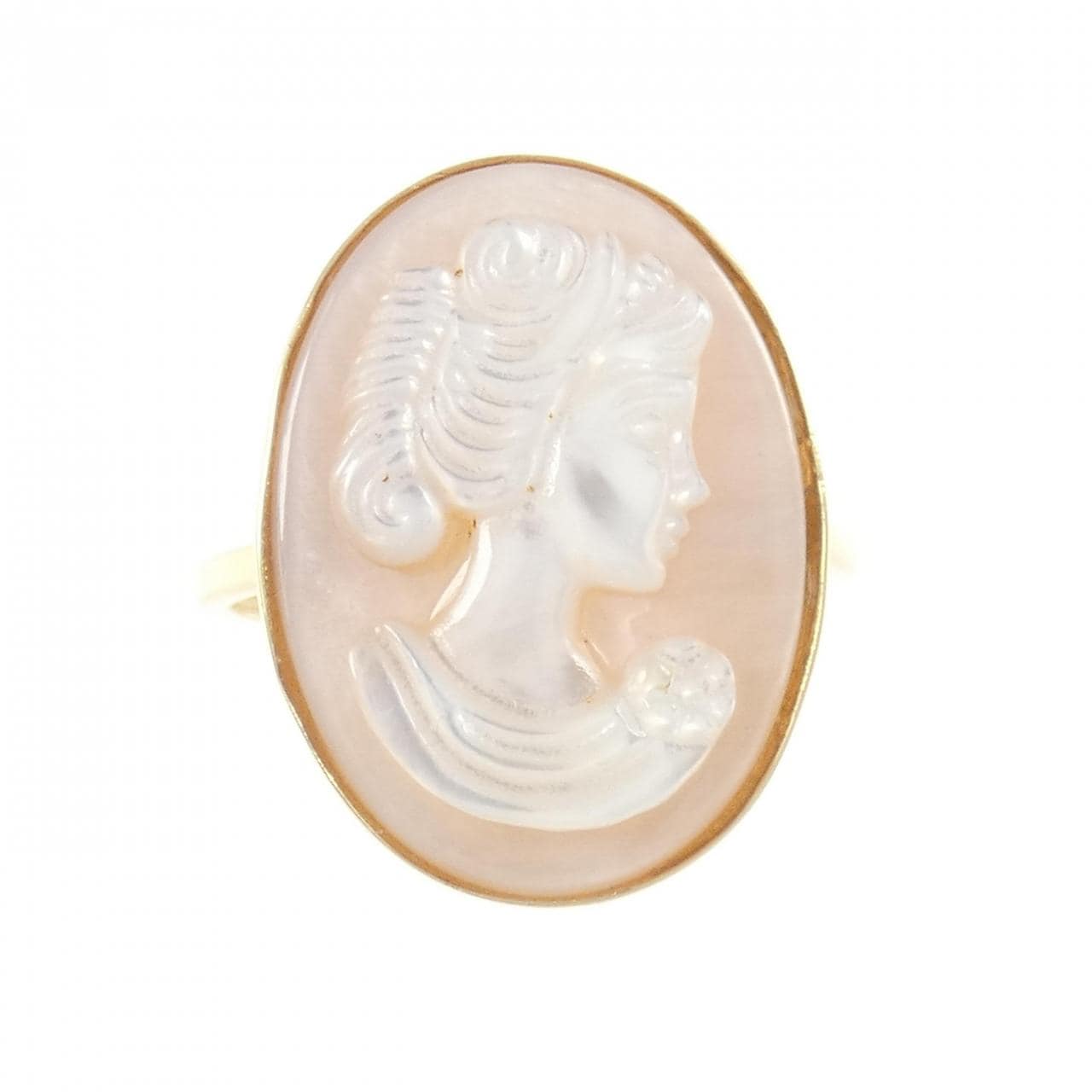 K18YG シェルカメオ リング 5.0CT