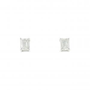 PT900 ダイヤモンド ピアス 0.301CT 0.302CT E VS1-VS2 エメラルドカット
