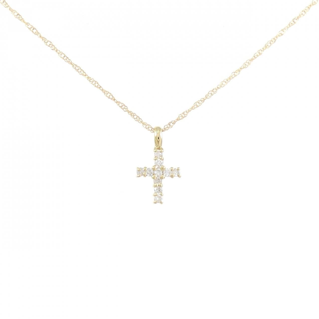 K18YG クロス ダイヤモンド ネックレス 0.10CT
