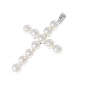 K18WG クロス アコヤパール ペンダント