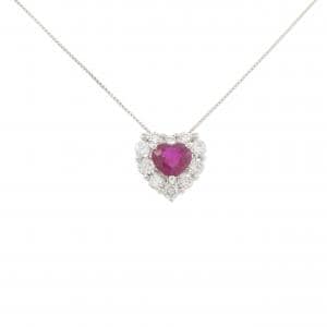 PT900/PT850 ハート ルビー ネックレス 1.005CT