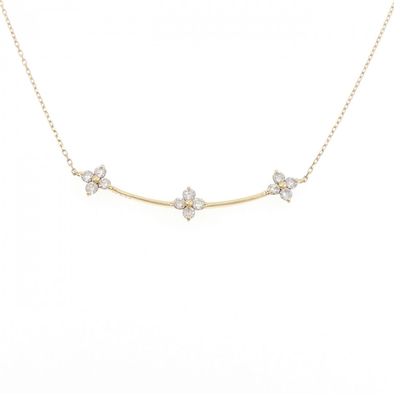 K18YG フラワー ダイヤモンド ネックレス 0.50CT