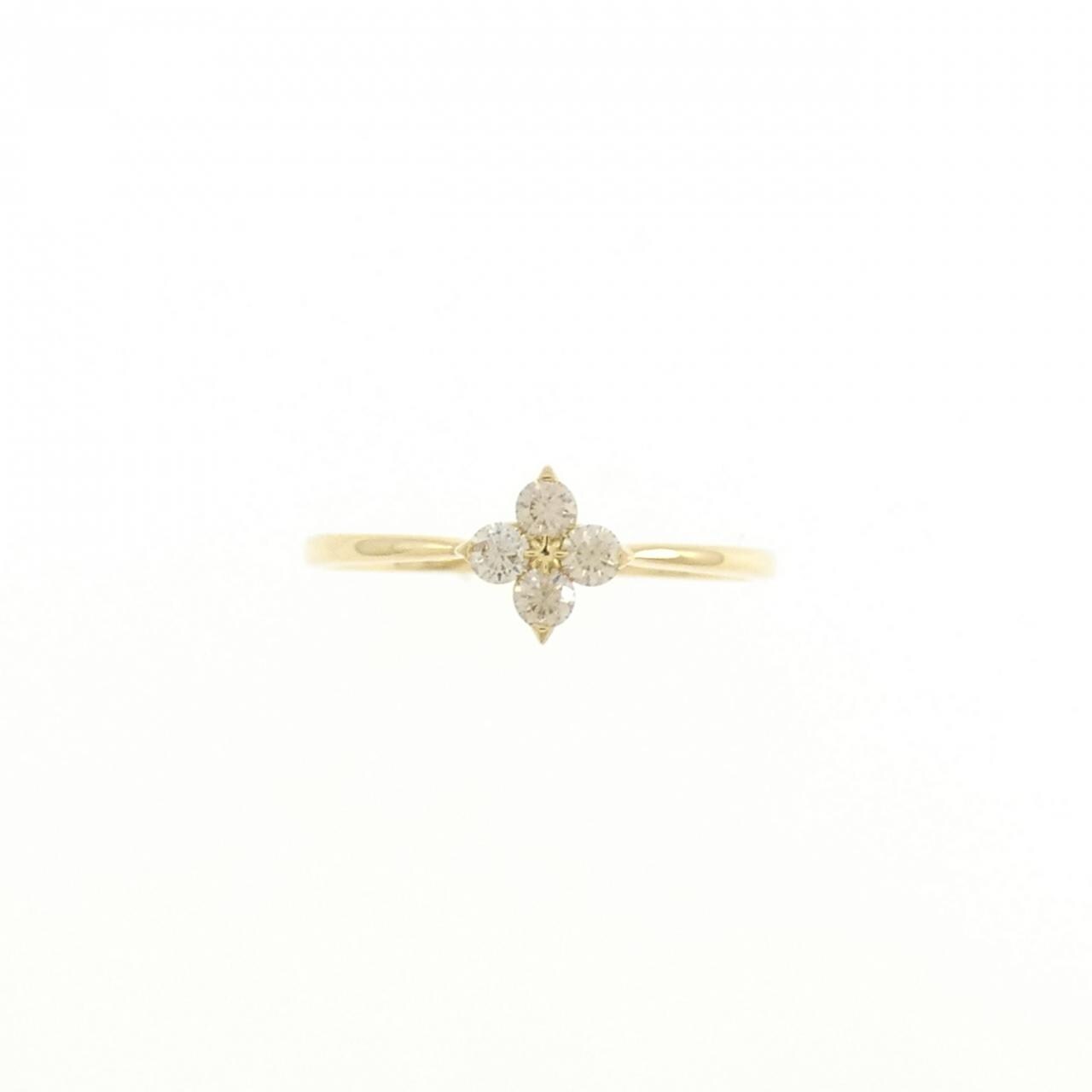 【新品】K18YG フラワー ダイヤモンド リング 0.15CT