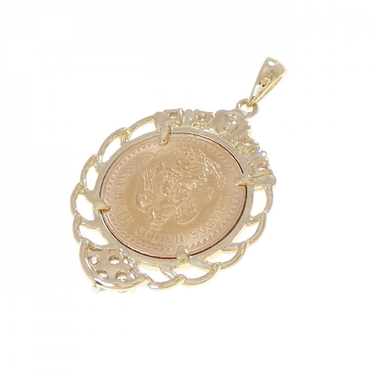 18KTYG/18KTWG(枠) ダイヤモンド コイン ペンダント 0.23CT