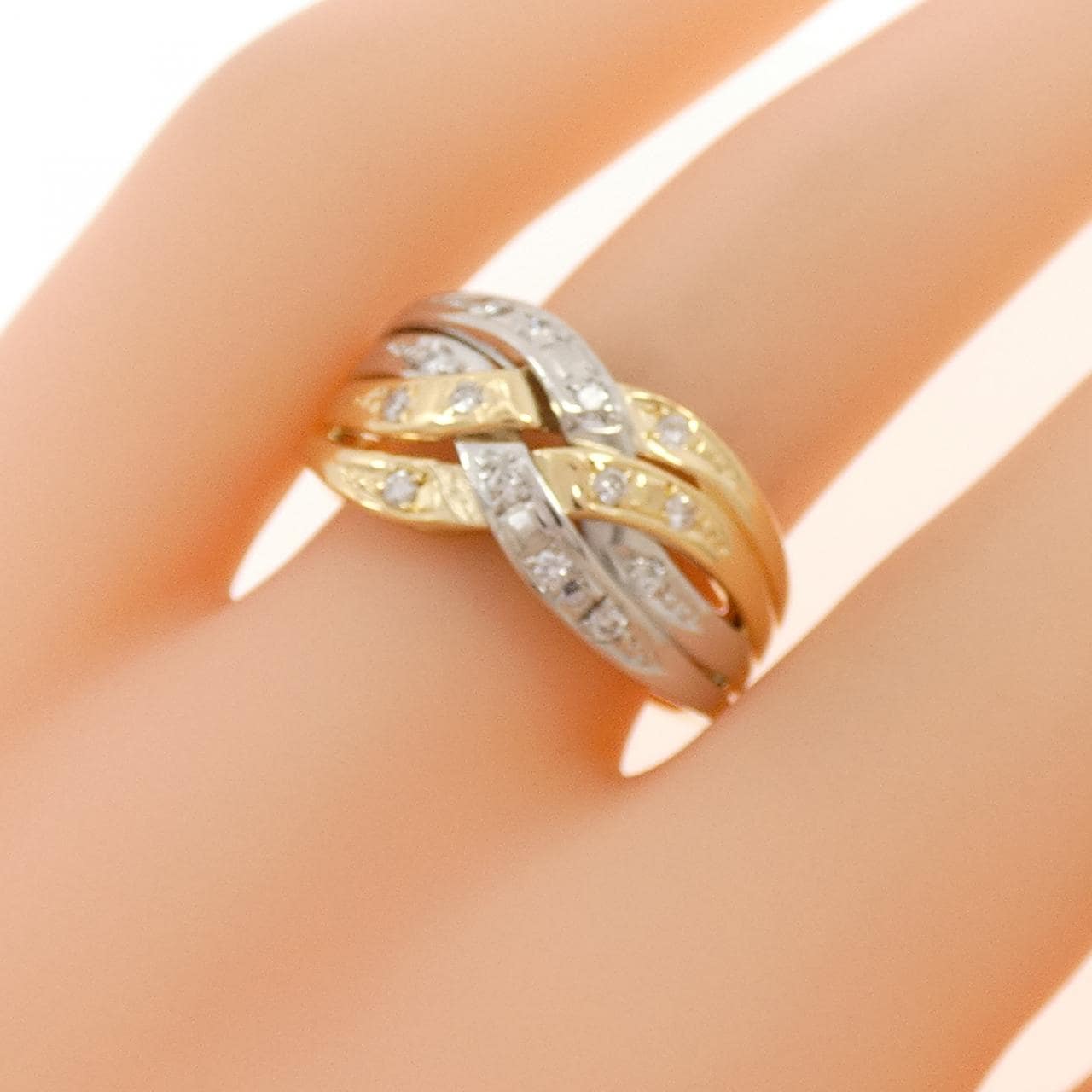 K18YG/PT900 ダイヤモンド リング 0.14CT