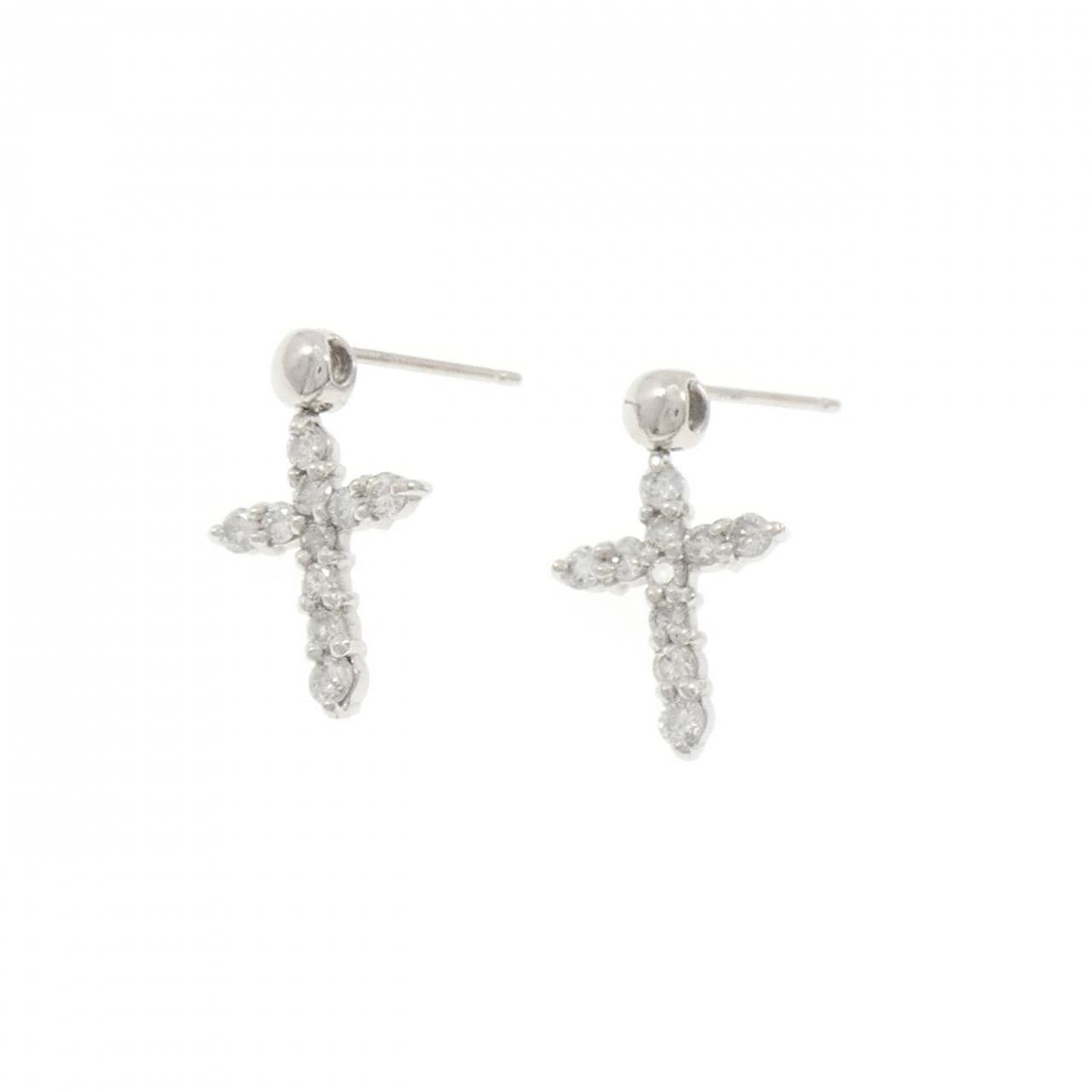 PT900 クロス ダイヤモンド ピアス 0.50CT