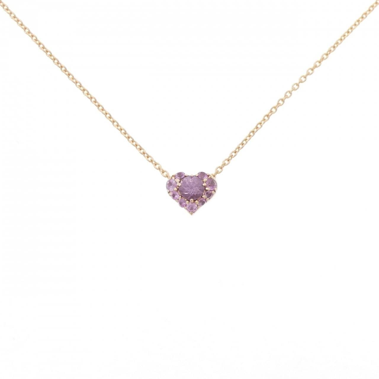 K18PG ハート サファイヤ ネックレス 0.32CT