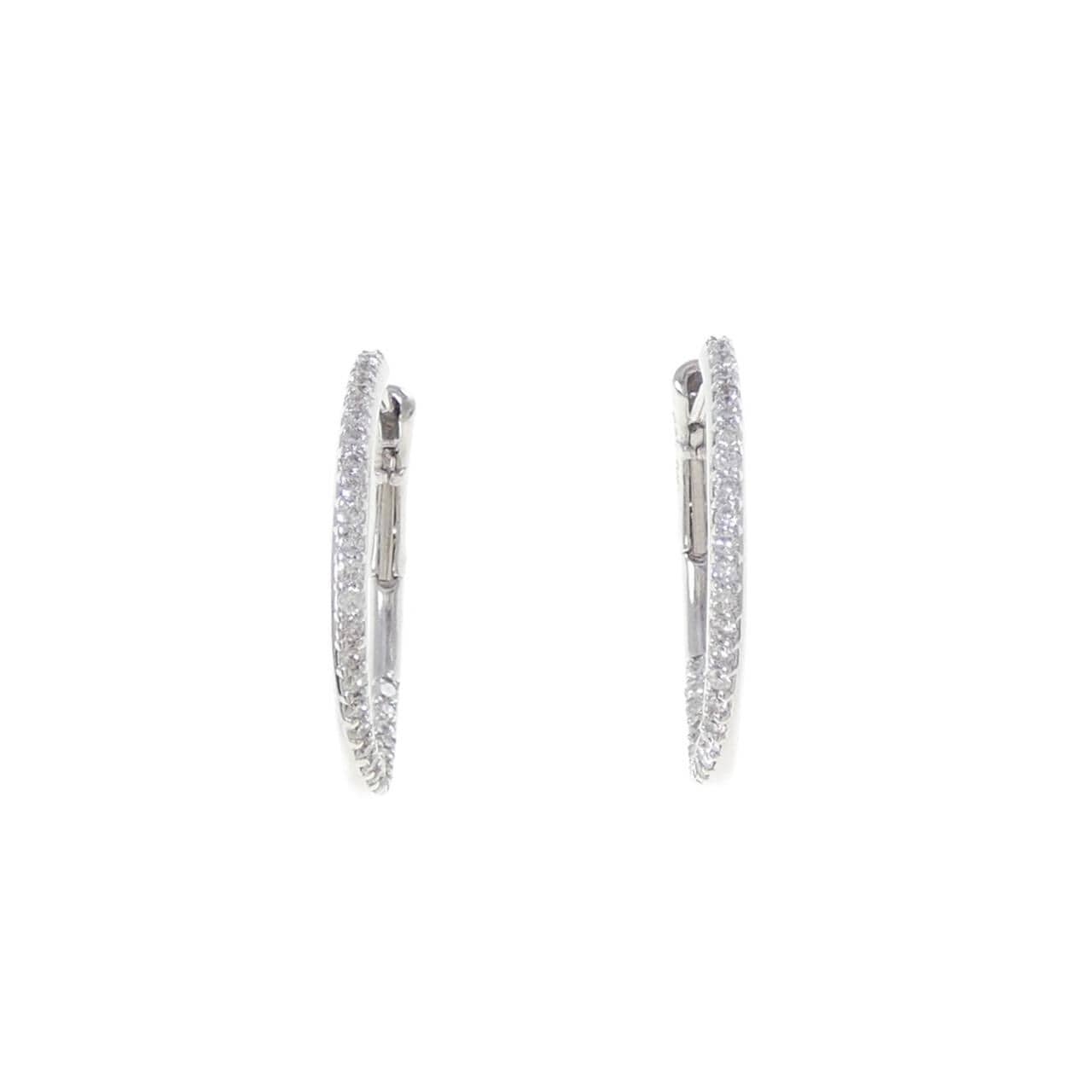 K18WG フープ ダイヤモンド ピアス 0.40CT