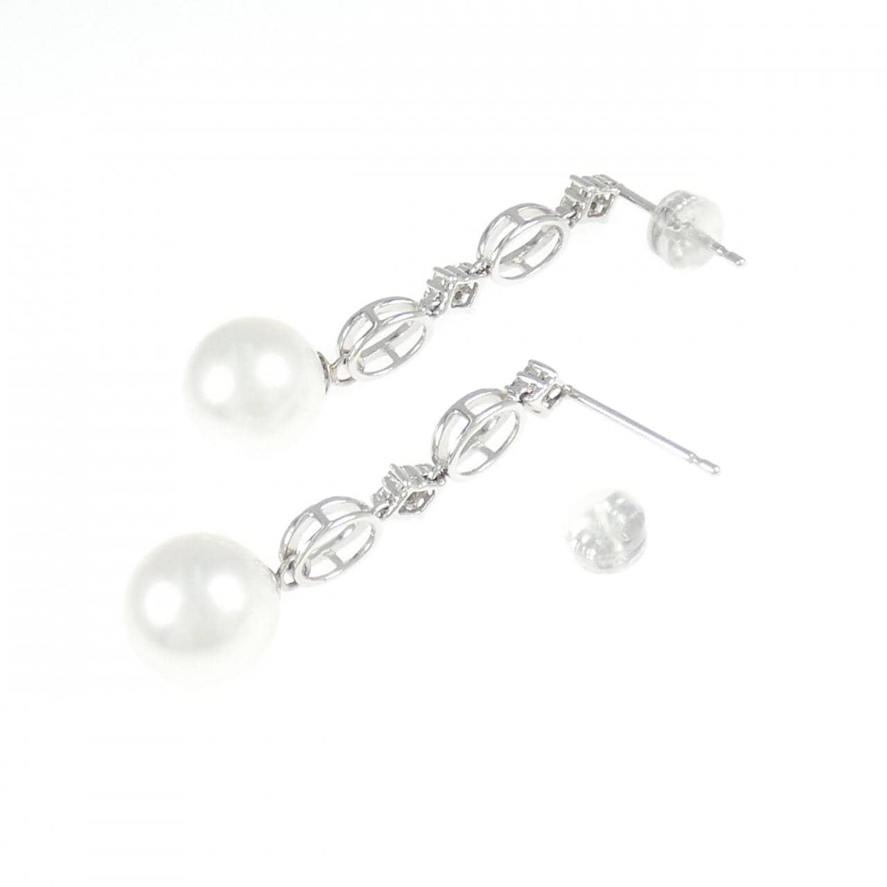 K18WG/PT900 白蝶パール ピアス 10.4mm