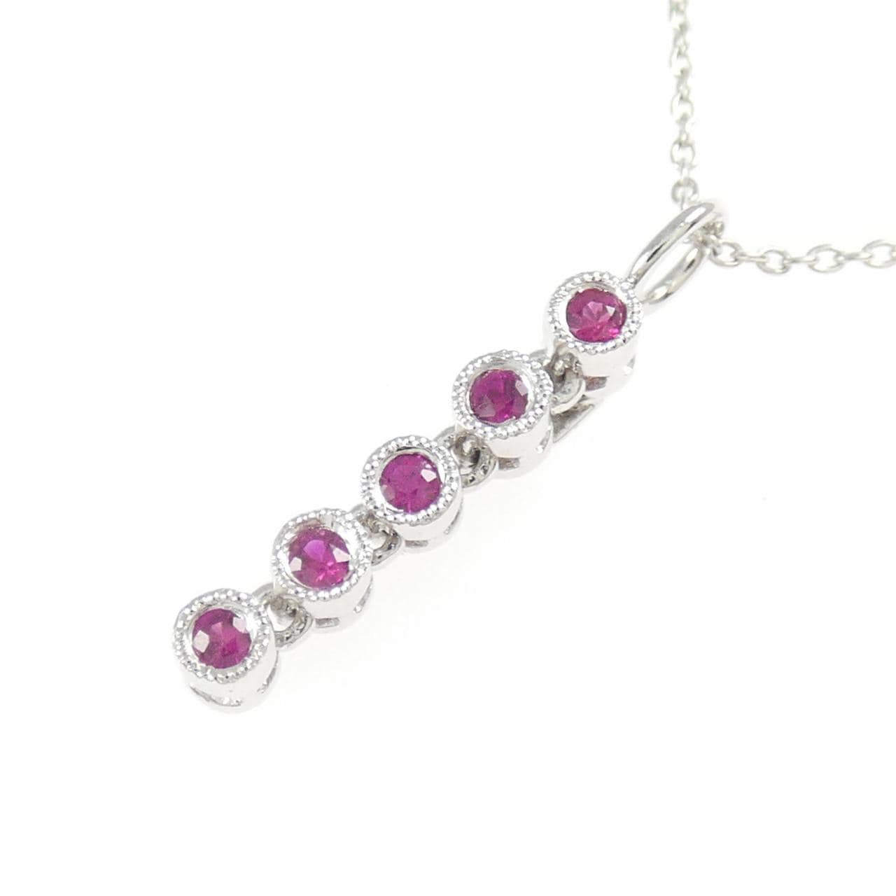K18WG ルビー ネックレス 0.15CT