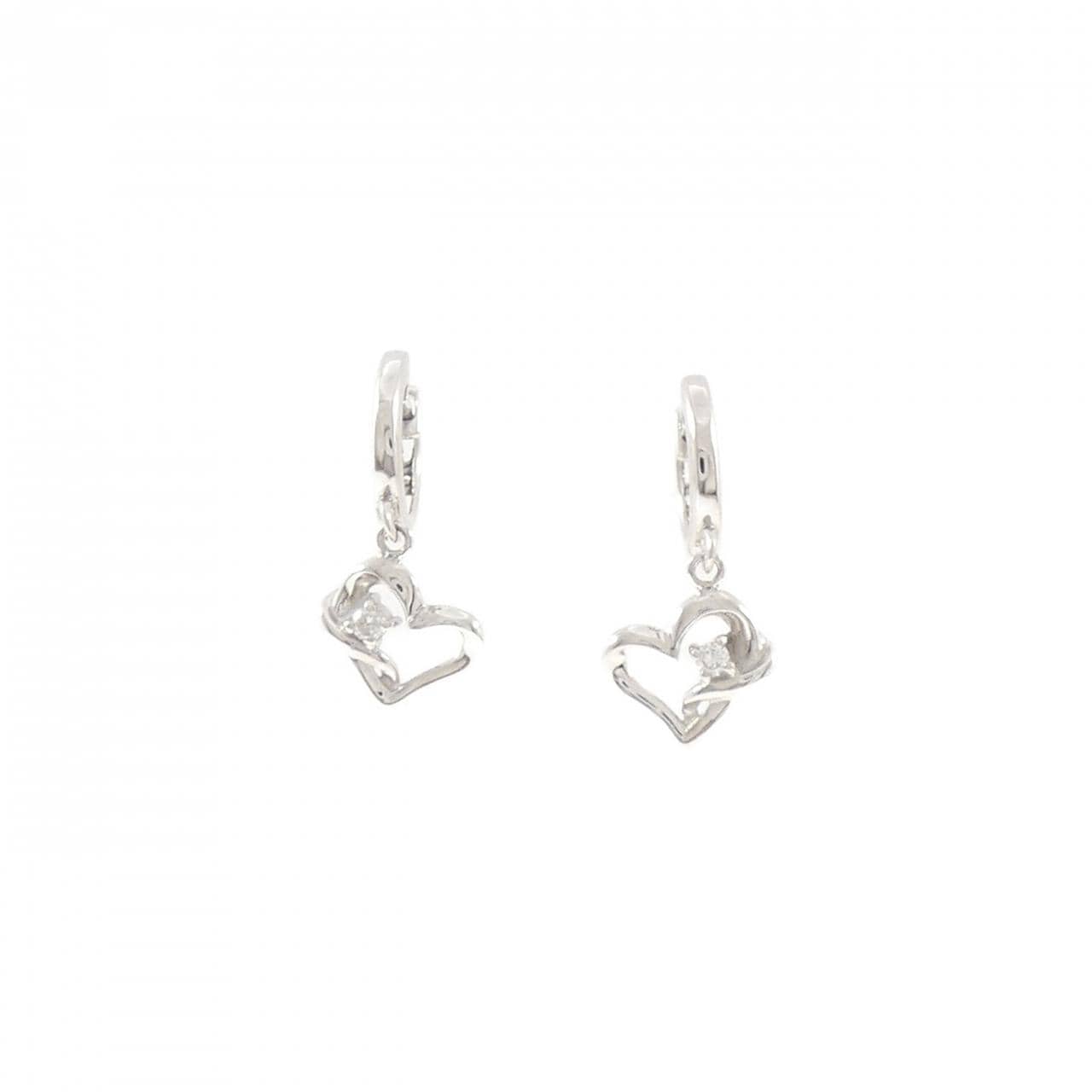 K10WG ハート ダイヤモンド ピアス 0.04CT