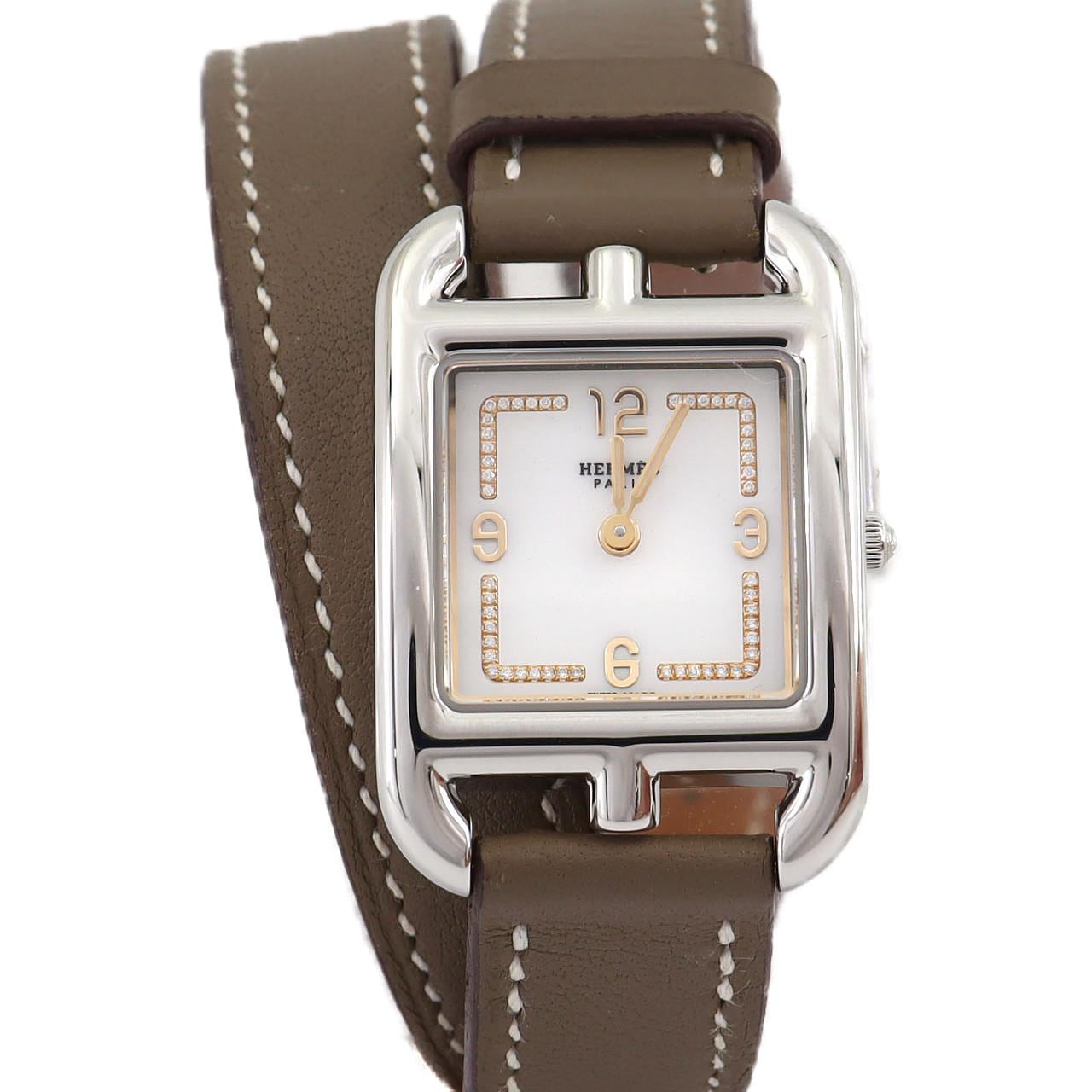 当店6ヶ月保証サイズHERMES ケープコット ドゥブルトゥール レディース 腕時計 クオーツ SS