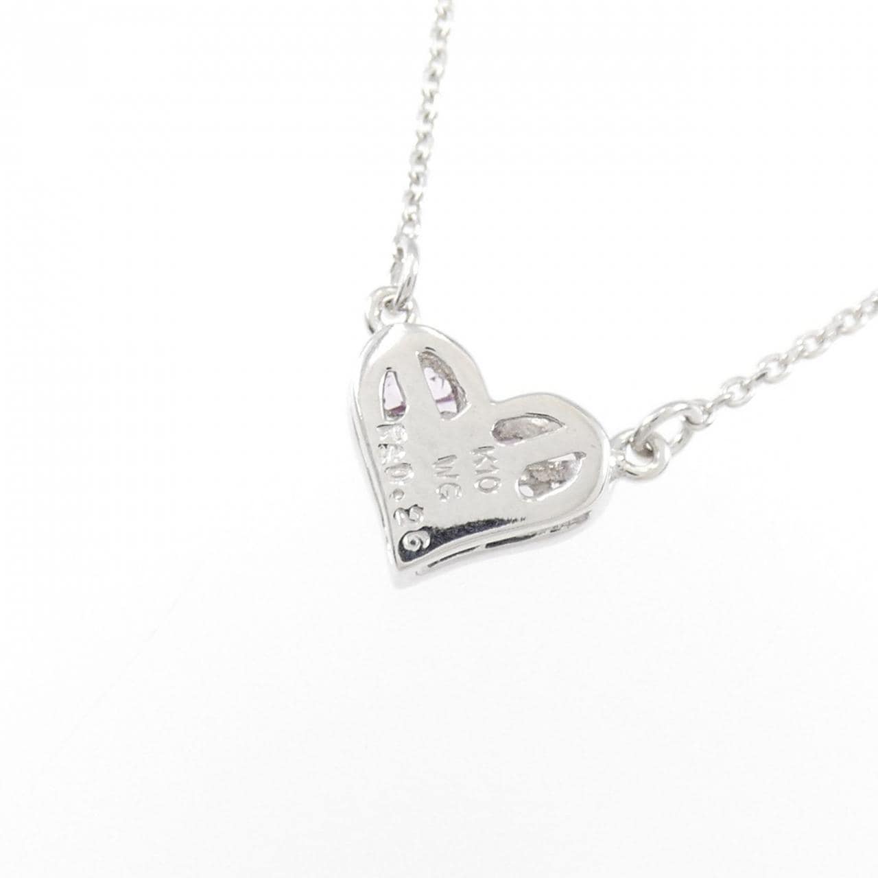 K10WG ハート サファイヤ ネックレス 0.26CT