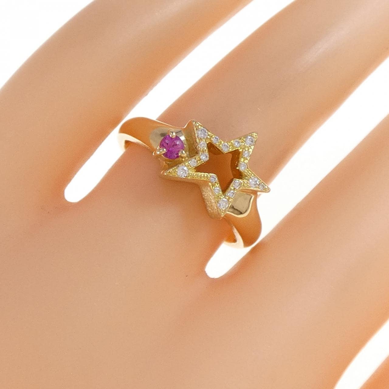 K18YG スター ルビー リング 0.08CT