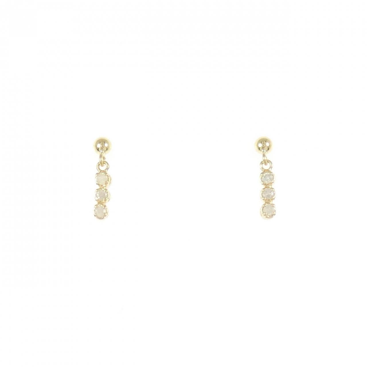 K18YG スリーストーン ダイヤモンド ピアス 0.10CT