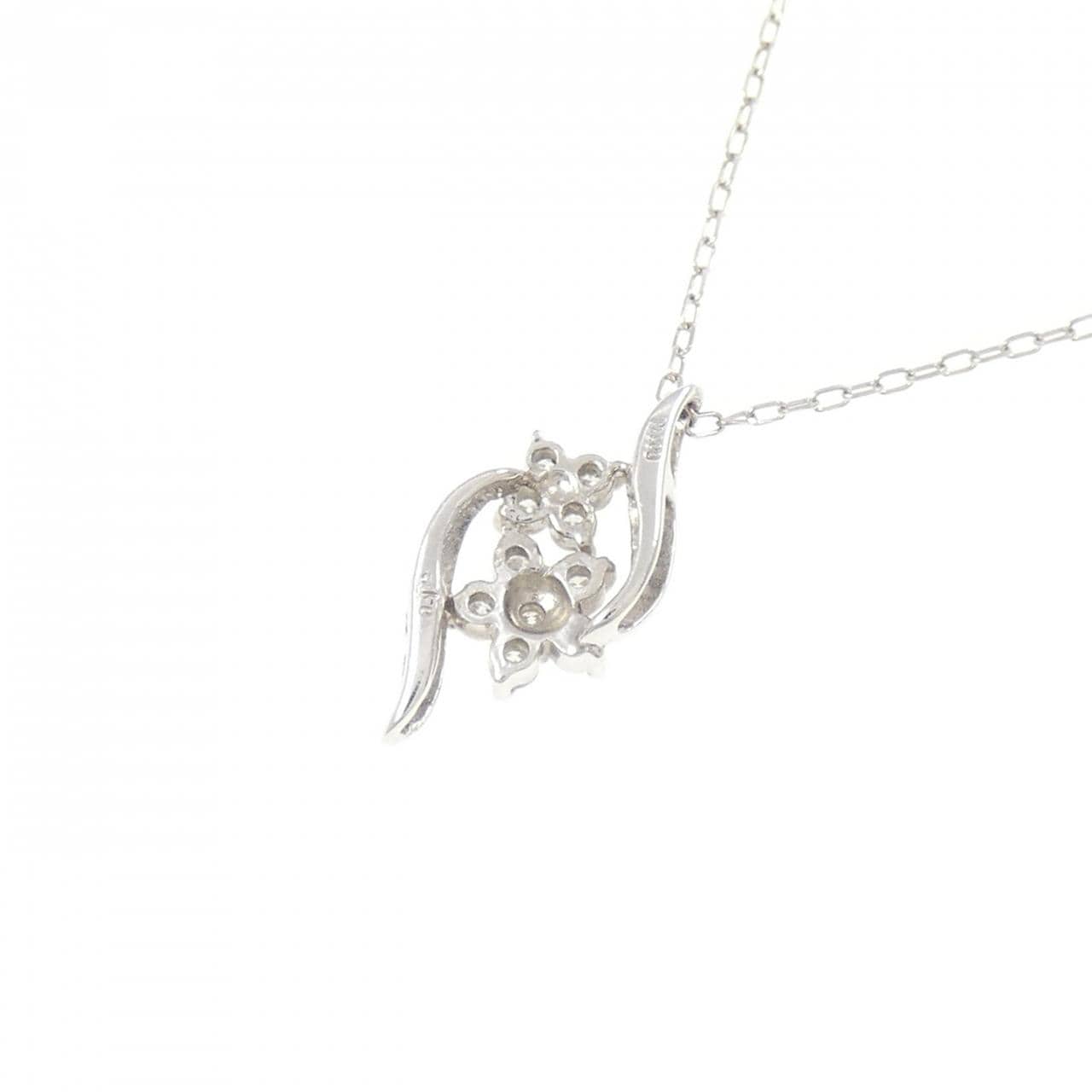 PT900/PT850 フラワー ダイヤモンド ネックレス 0.12CT