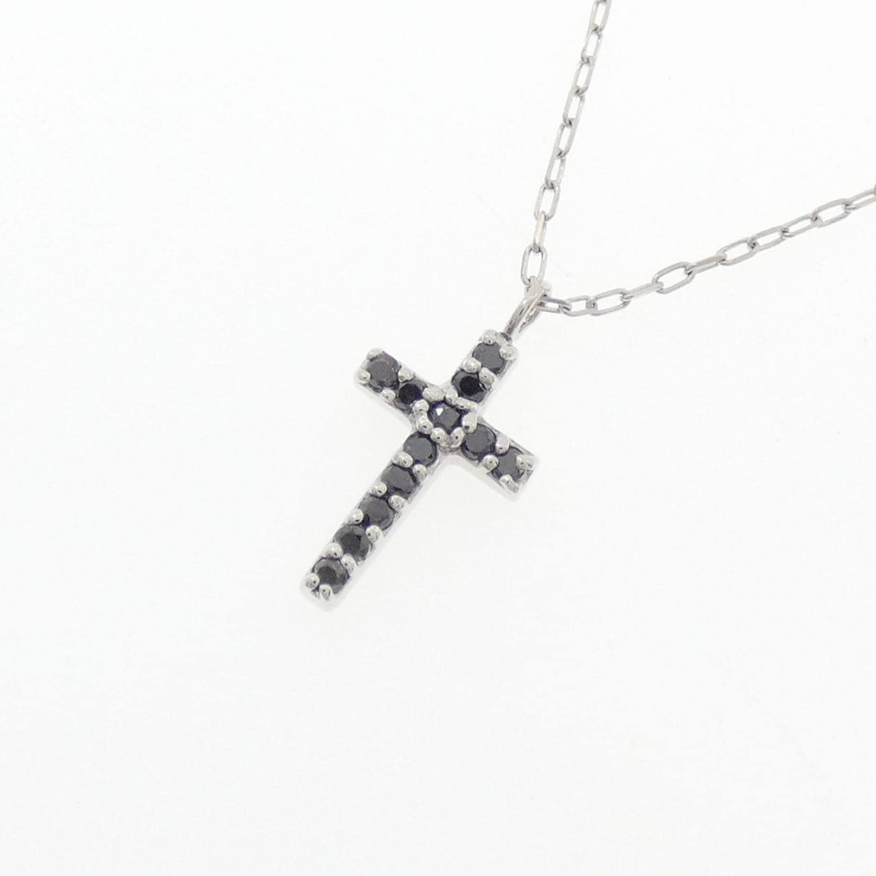 K10WG クロス ダイヤモンド ネックレス 0.08CT