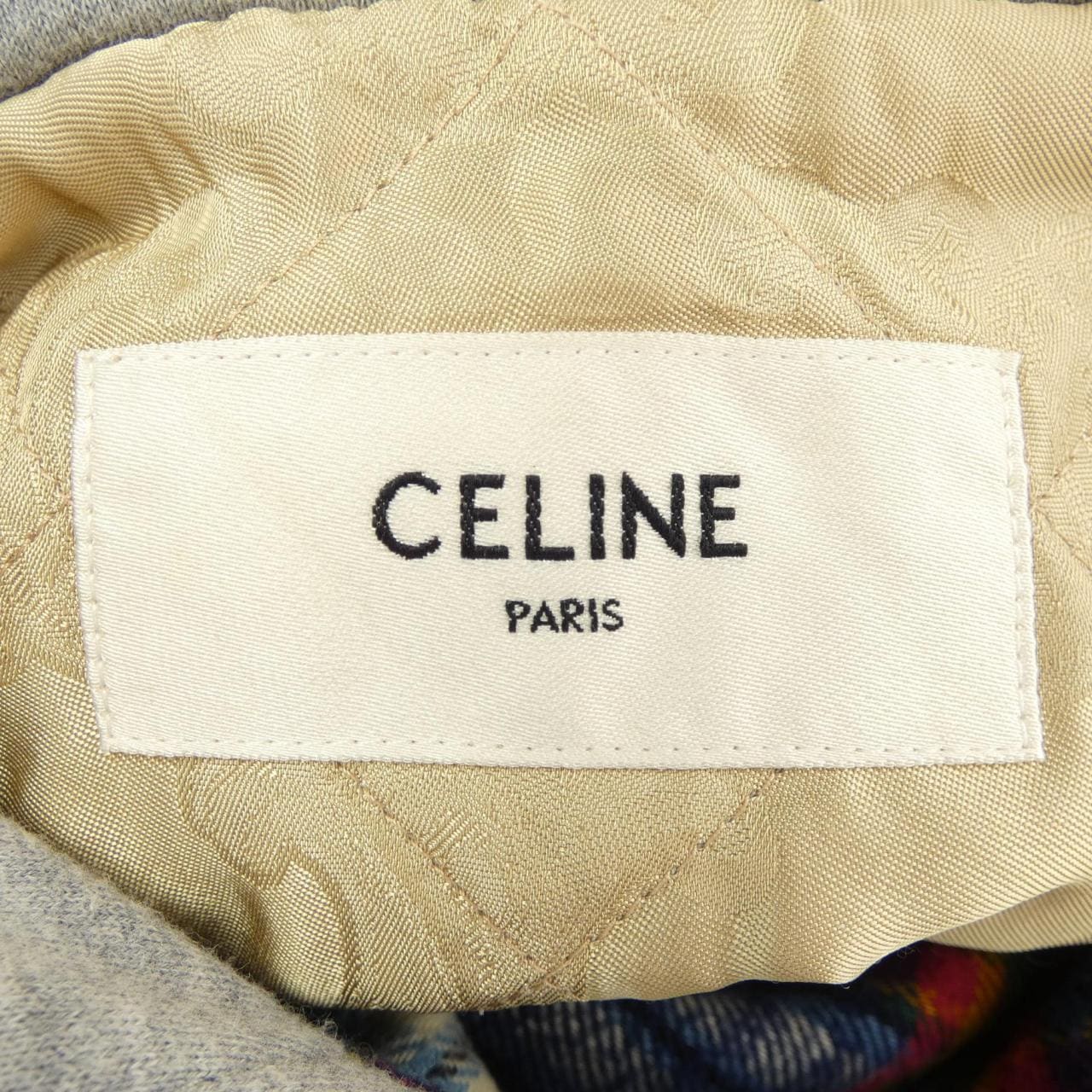 セリーヌ CELINE キルティングチェックオーバーシャツ　トリオンフ 2W16B029X ジャケット