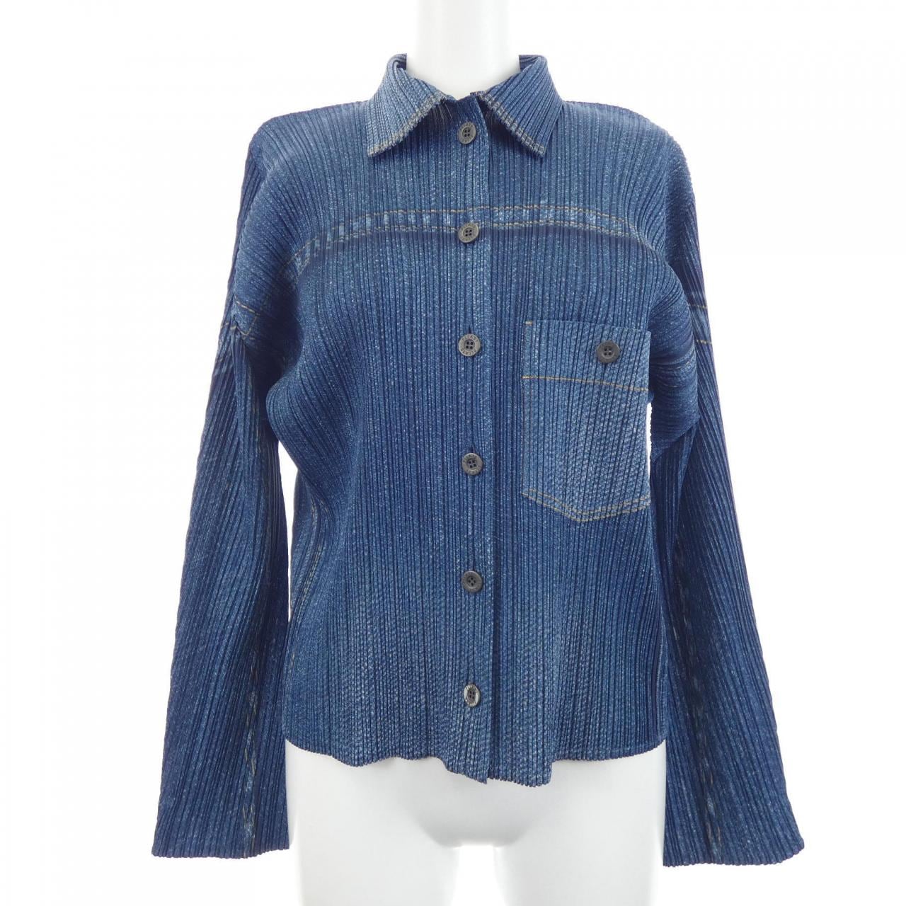 【ヴィンテージ】プリーツプリーズ PLEATS PLEASE 2004 デニム転写プリント PP41-JJ921 7559025 シャツ