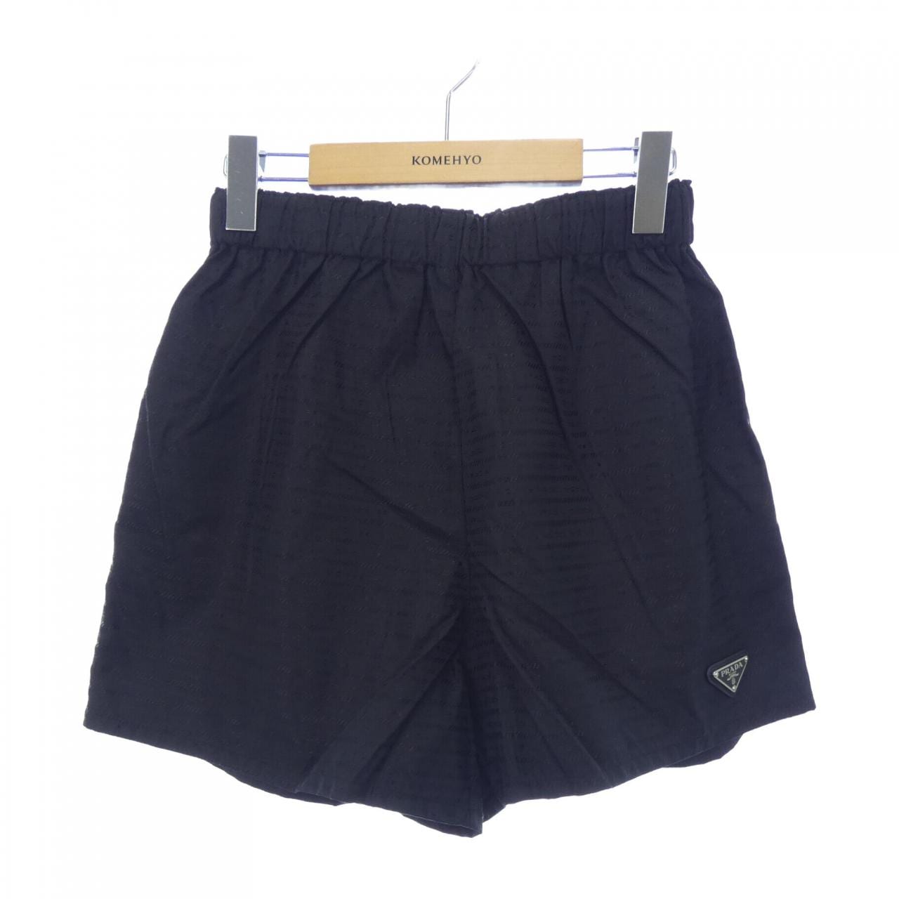 PRADA ブラックショートパンツ ウエストゴム ポケット付き PRADA プラダ ハーフパンツ ショートパンツ ブラック コットン