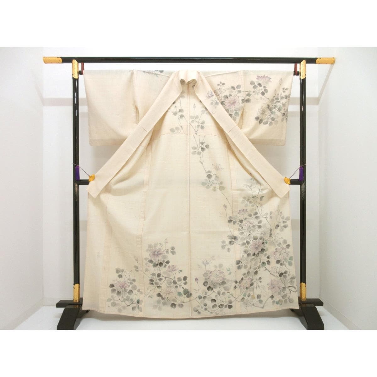 単衣　紬織訪問着　友禅加工