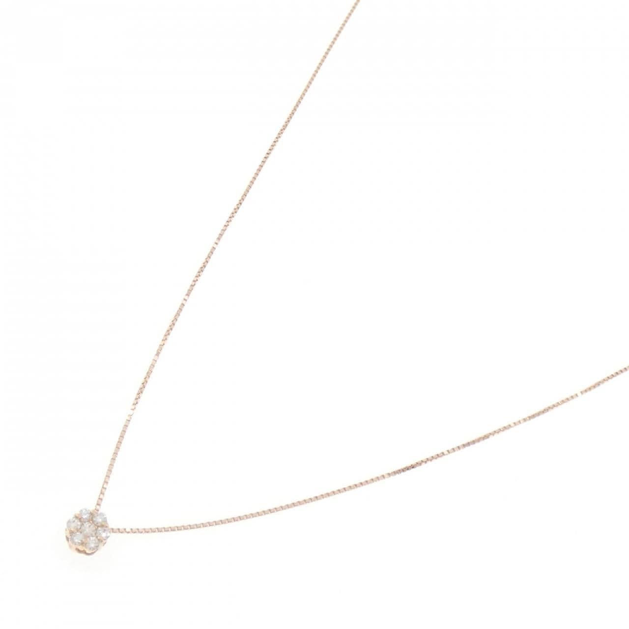 K10PG フラワー ダイヤモンド ネックレス 0.10CT