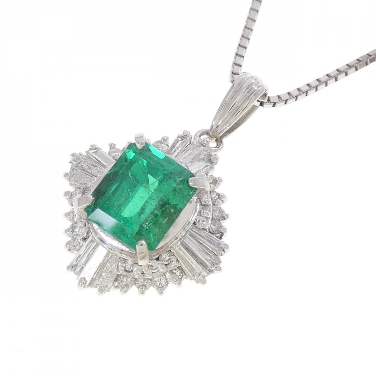 PT900/PT850 エメラルド ネックレス 1.78CT コロンビア産