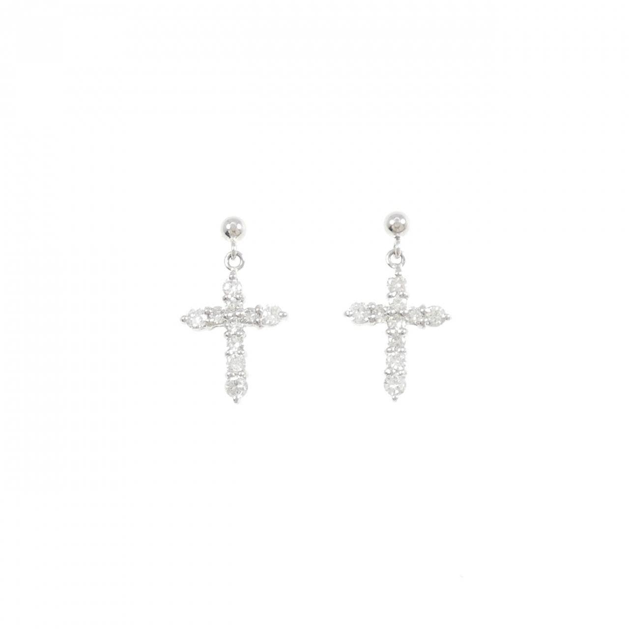 PT900 クロス ダイヤモンド ピアス 0.50CT