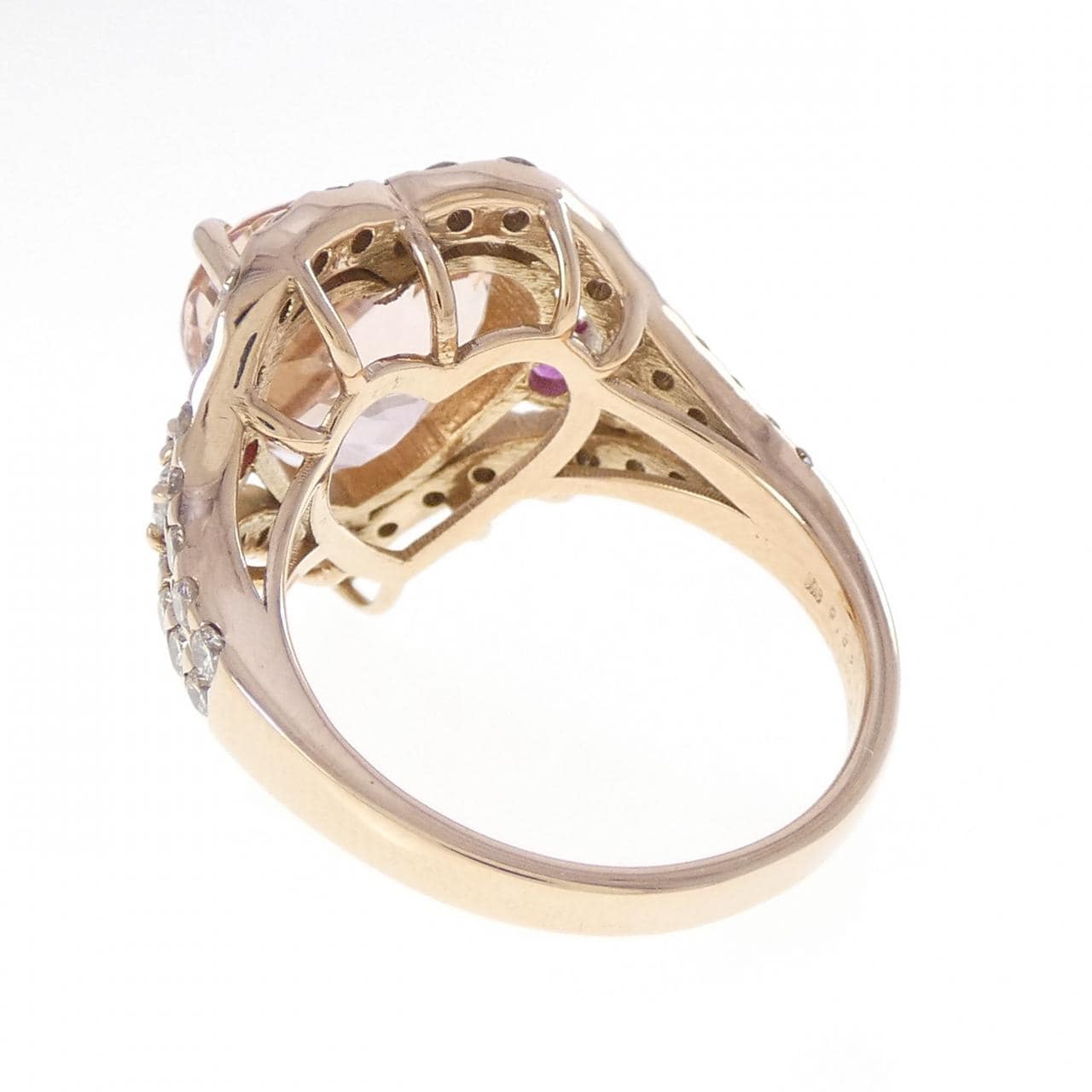 K18PG ハート モルガナイト リング 5.84CT