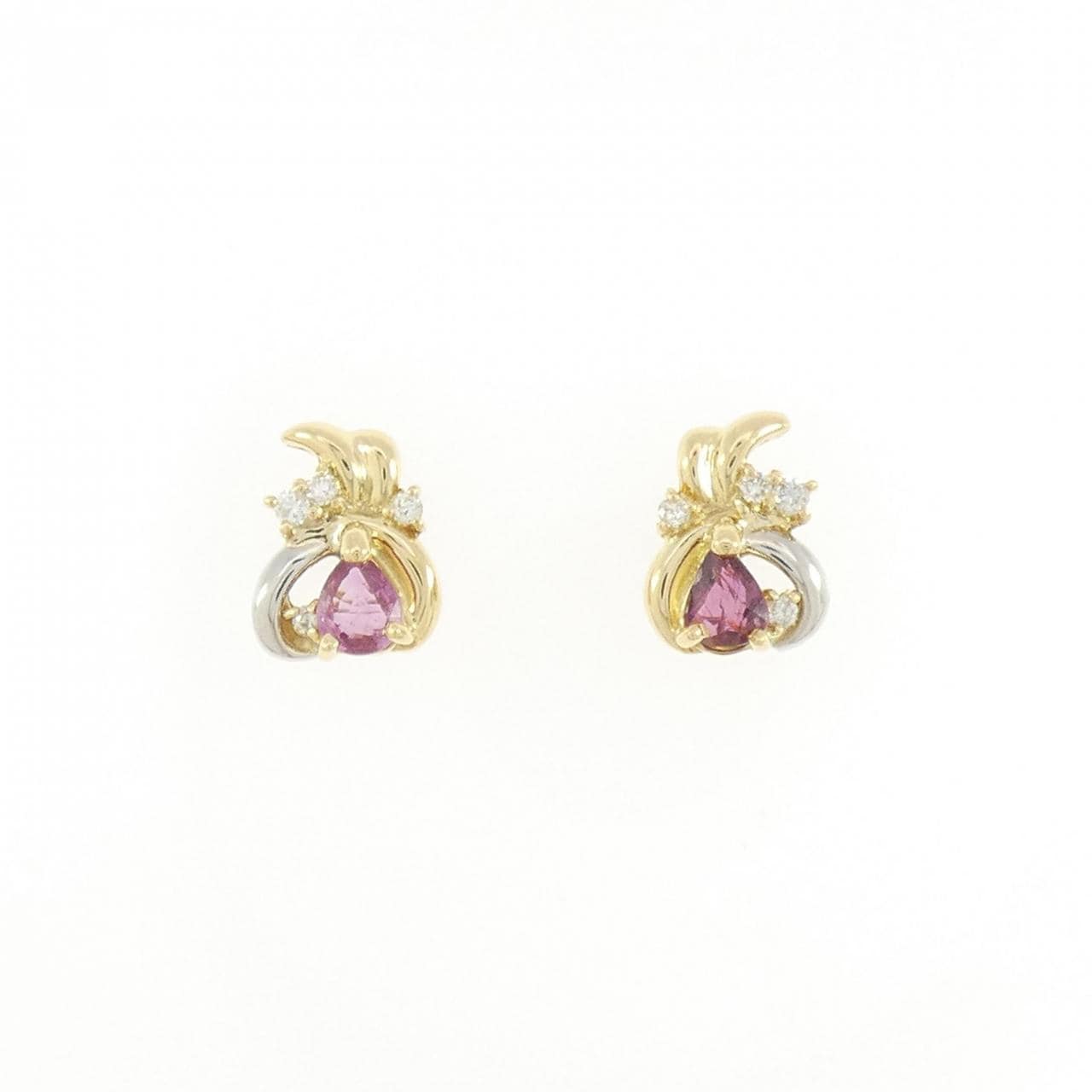 K18YG/PT850 ルビー ピアス 0.46CT